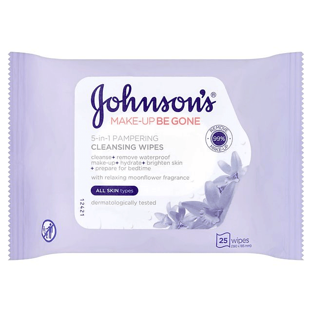 Johnson's Face Care Wipes Make Up Be Gone Pampering Wipes 25 wipes
